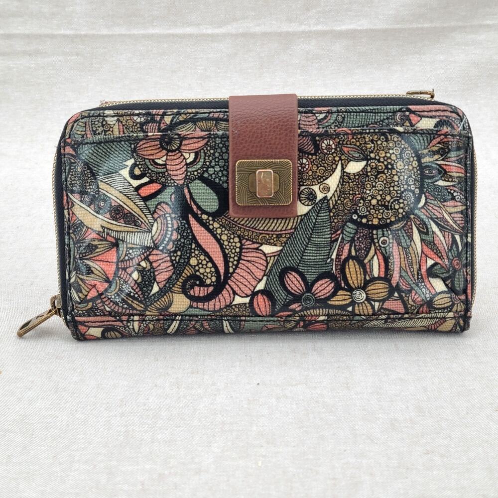 SAK‎ ROOTS Floral Paisley Boho Clutch Phone CROSSBODY WALLET Bag Purse *No Strap